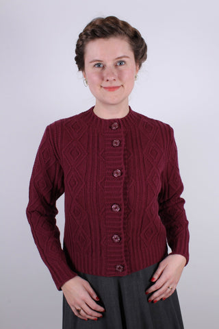 1940s - early 1960s vintage style cardigan - Burgundy red - Ingrid - memery