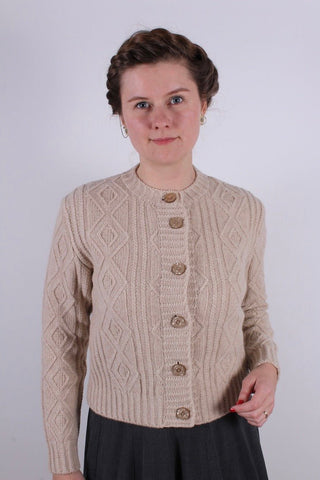 1940s - early 1960s vintage style cardigan - Cream - Ingrid - memery