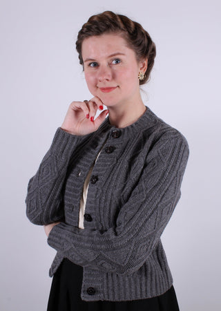 1940s - early 1960s vintage style cardigan - Dark gray - Ingrid - memery