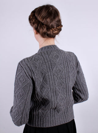 1940s - early 1960s vintage style cardigan - Dark gray - Ingrid - memery