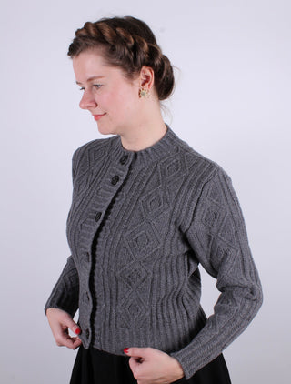 1940s - early 1960s vintage style cardigan - Dark gray - Ingrid - memery