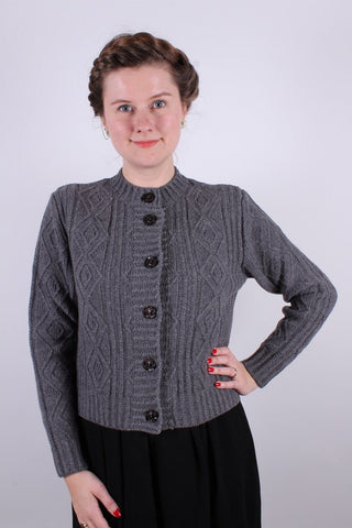 1940s - early 1960s vintage style cardigan - Dark grey - Ingrid - memery