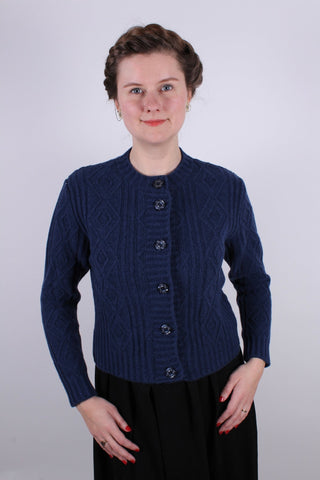 1940s - early 1960s vintage style cardigan - Navy blue - Ingrid - memery