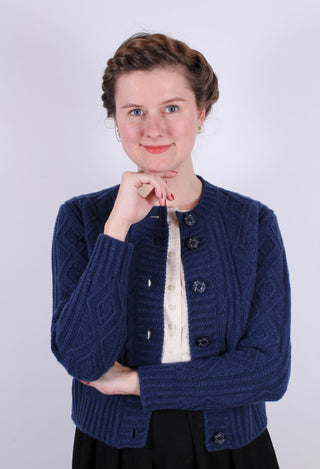1940s - early 1960s vintage style cardigan - Navy blue - Ingrid - memery