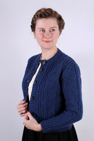 1940s - early 1960s vintage style cardigan - Navy blue - Ingrid - memery