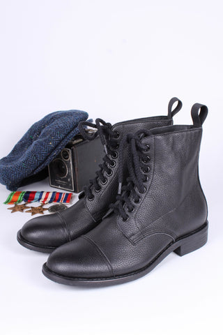 1940s Men's Military Boots - Black - Robbie - memery