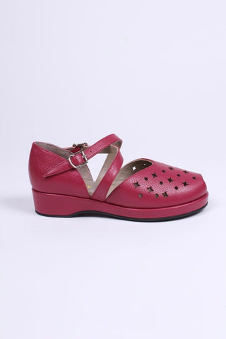 1940s style summer sandals / wedges - Burgundy - Norma - memery