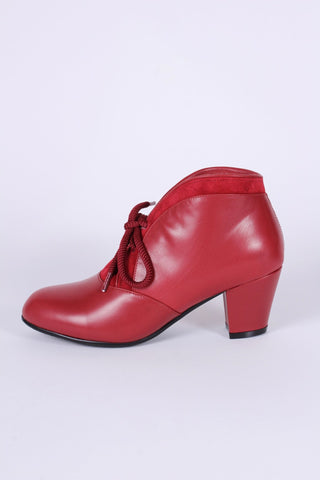 1940s style winter ankle boots - Red - Lillie - memery