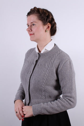 1940s vintage style cardigan - Light grey - Vera - memery