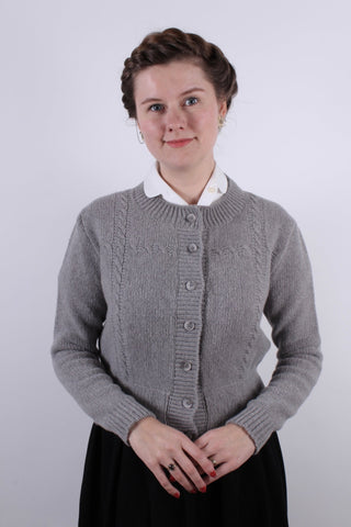 1940s vintage style cardigan - Light grey - Vera - memery