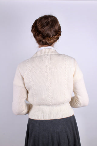 1940s vintage style cardigan - Off - White - Vera - memery