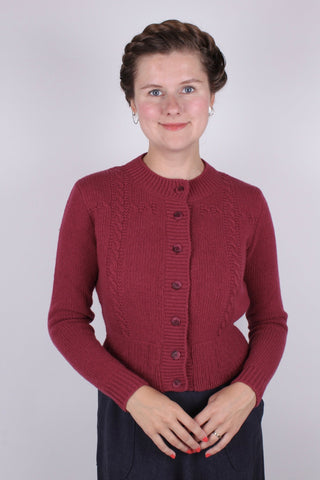 1940s vintage style cardigan - Raspberry - Vera - memery