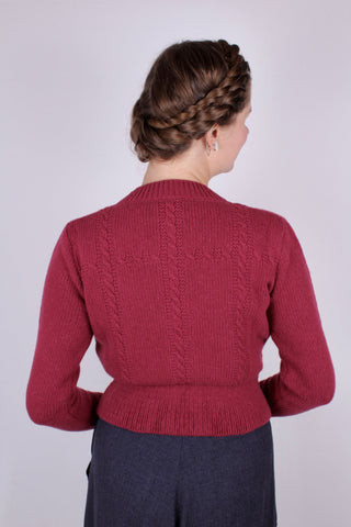 1940s vintage style cardigan - Raspberry - Vera - memery