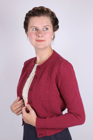 1940s vintage style cardigan - Raspberry - Vera - memery