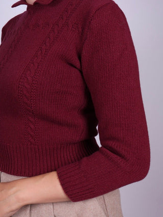 1940s vintage style pullover - Merino - Burgundy - Gertrud - memery