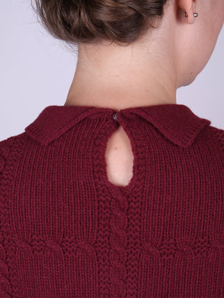 1940s vintage style pullover - Merino - Burgundy - Gertrud - memery