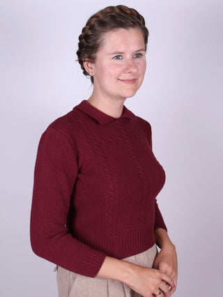 1940s vintage style pullover - Merino - Burgundy - Gertrud - memery