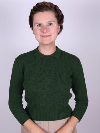 1940s vintage style pullover - Merino - Green - Gertrud - memery