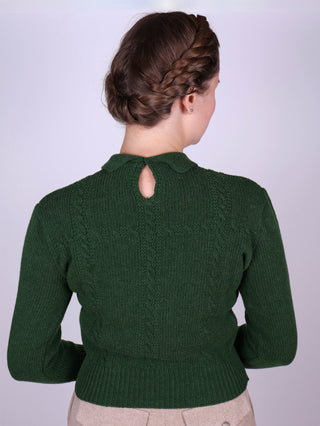 1940s vintage style pullover - Merino - Green - Gertrud - memery