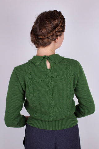 1940s vintage style pullover - Merino - Green - Gertrud - memery