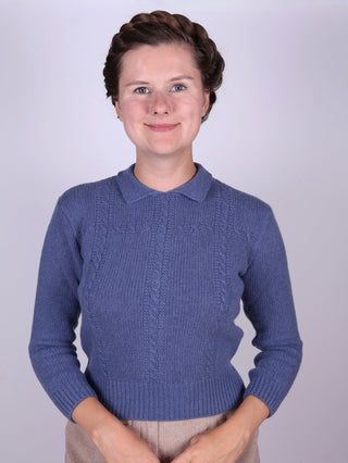1940s vintage style pullover - Merino - Light blue - Gertrud - memery