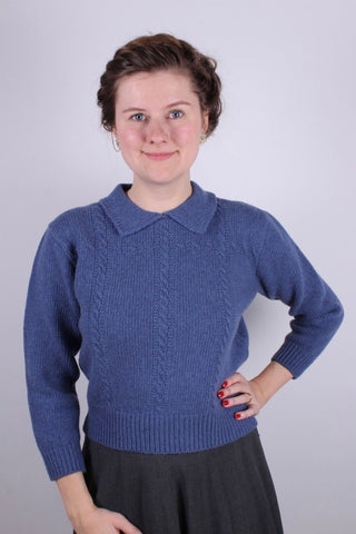 1940s vintage style pullover - Merino - Light blue - Gertrud - memery