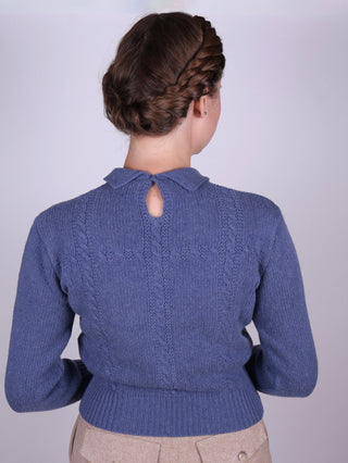 1940s vintage style pullover - Merino - Light blue - Gertrud - memery