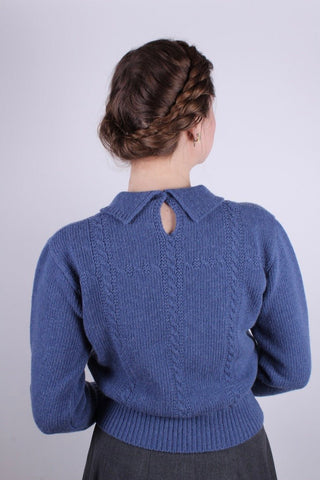 1940s vintage style pullover - Merino - Light blue - Gertrud - memery