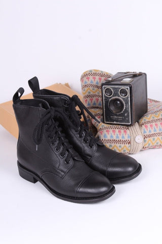 1940s Women's Military Boots - Black - Robbie - memery