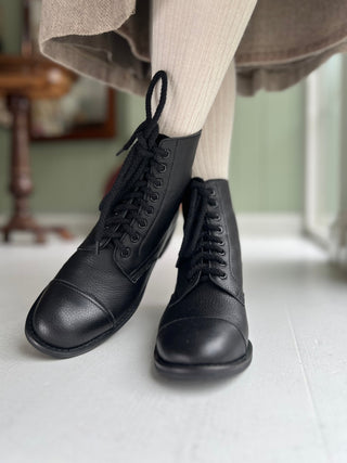 1940s Women's Military Boots - Black - Robbie - memery