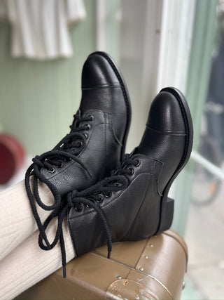 1940s Women's Military Boots - Black - Robbie - memery