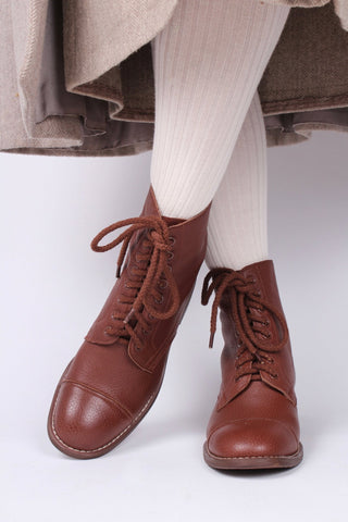 1940s Women's Military Boots - Brown - Robbie - memery