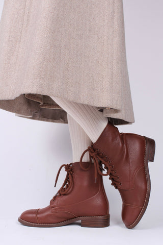 1940s Women's Military Boots - Brown - Robbie - memery