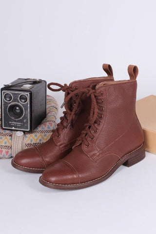 1940s Women's Military Boots - Brown - Robbie - memery