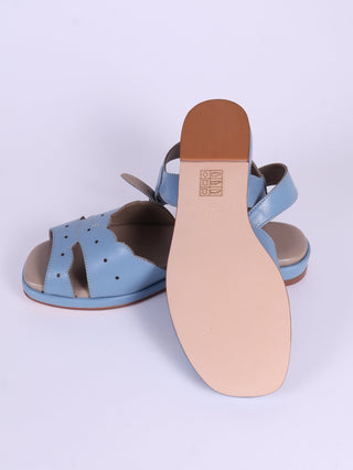 1950s sandals with claud - shaped pattern - Blue pastel - Joy - memery