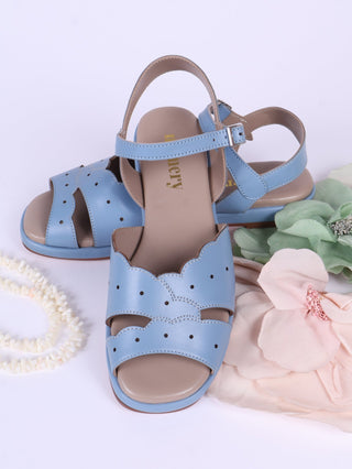 1950s sandals with claud - shaped pattern - Blue pastel - Joy - memery