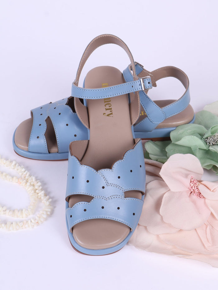 1950s sandals with claud - shaped pattern - Blue pastel - Joy - memery