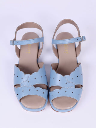 1950s sandals with claud - shaped pattern - Blue pastel - Joy - memery