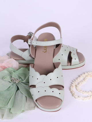 1950s sandals with claud - shaped pattern - Mint - Joy - memery