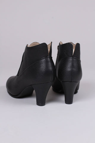 1950s style high heel ankle boots with woolen lining - Black - Laura - memery