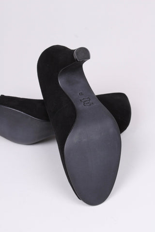 1950's suede high heel with peep toe - Black - Margaret - memery