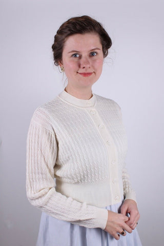 1950s vintage style cardigan - Off - white - Agnes - memery