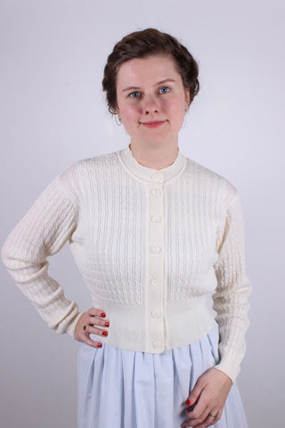 1950s vintage style cardigan - Off - white - Agnes - memery