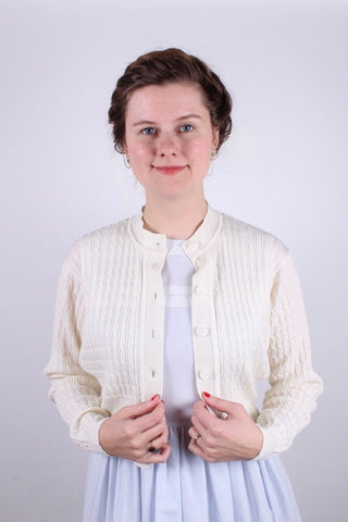 1950s vintage style cardigan - Off - white - Agnes - memery