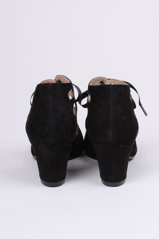 40's vintage style pumps in suede - Black - Alma