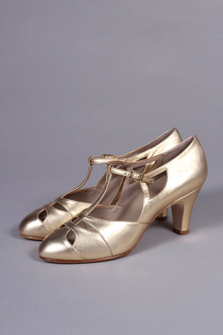 20s / 30s Art Deco inspired evening sandals - Gold - Helen - memery