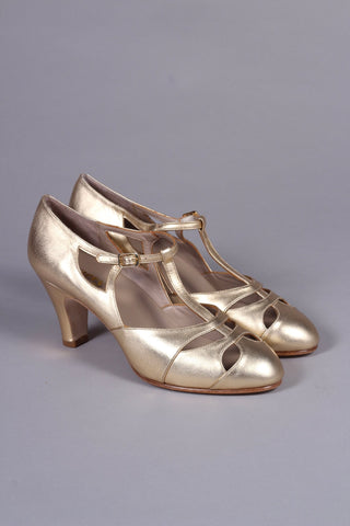 20s / 30s Art Deco inspired evening sandals - Gold - Helen - memery