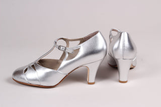 20s / 30s Art Deco inspired evening sandals - Silver - Helen - memery