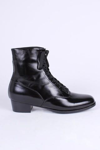 20s / 30s style everyday leather boot - Black - Britta - memery