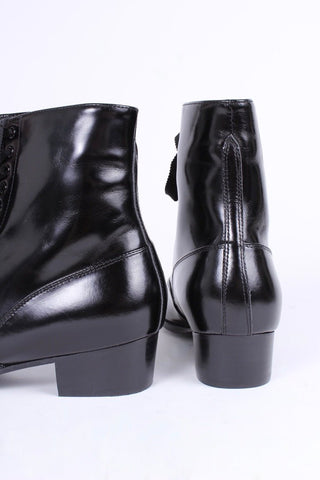 20s / 30s style everyday leather boot - Black - Britta - memery